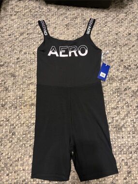 AERO Black Stretch Scoop-Neck Romper